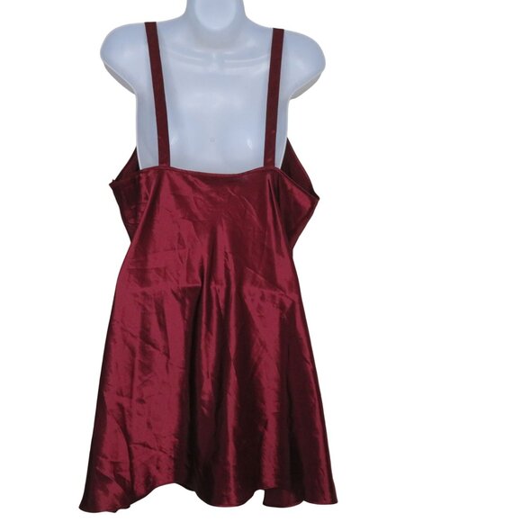 Vintage Val Mode Red Satin Slip Nightgown L Low Back Knee Length Lingerie - Picture 6 of 12
